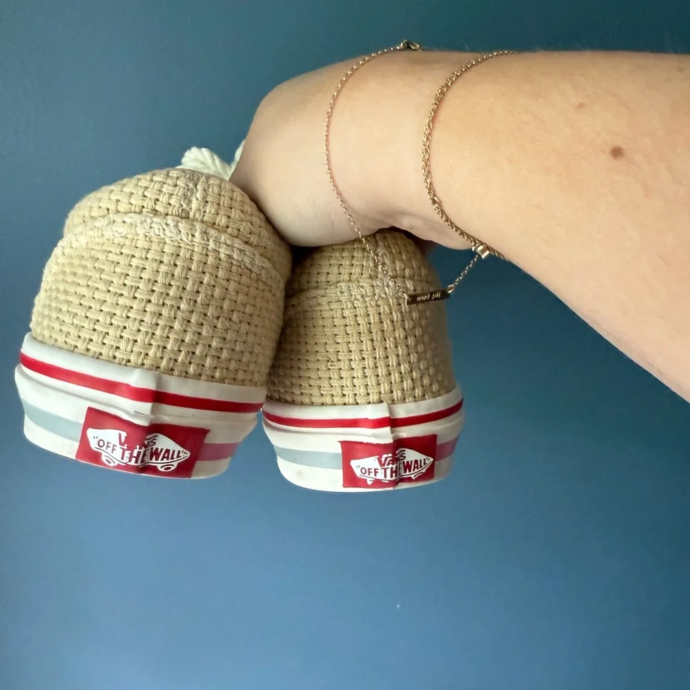 Vans x one‎ piece embroidered straw sneakers